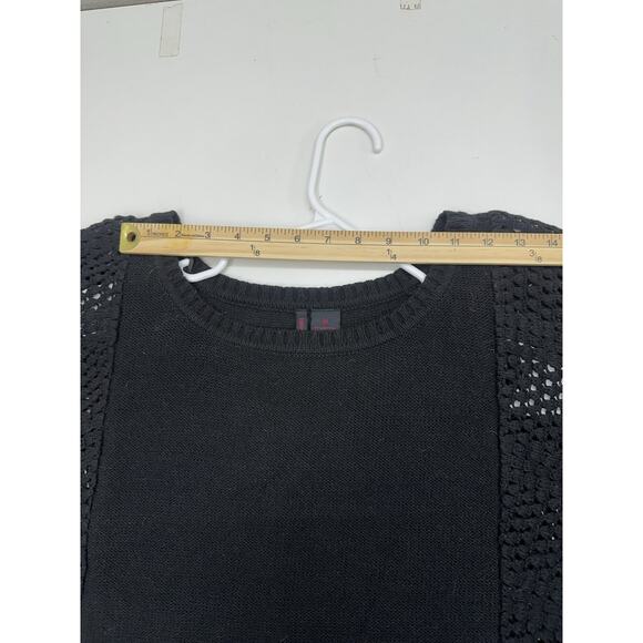 Heart-n-crush Womens Sweater Size Medium Black Open Knit Arms - Picture 9 of 14